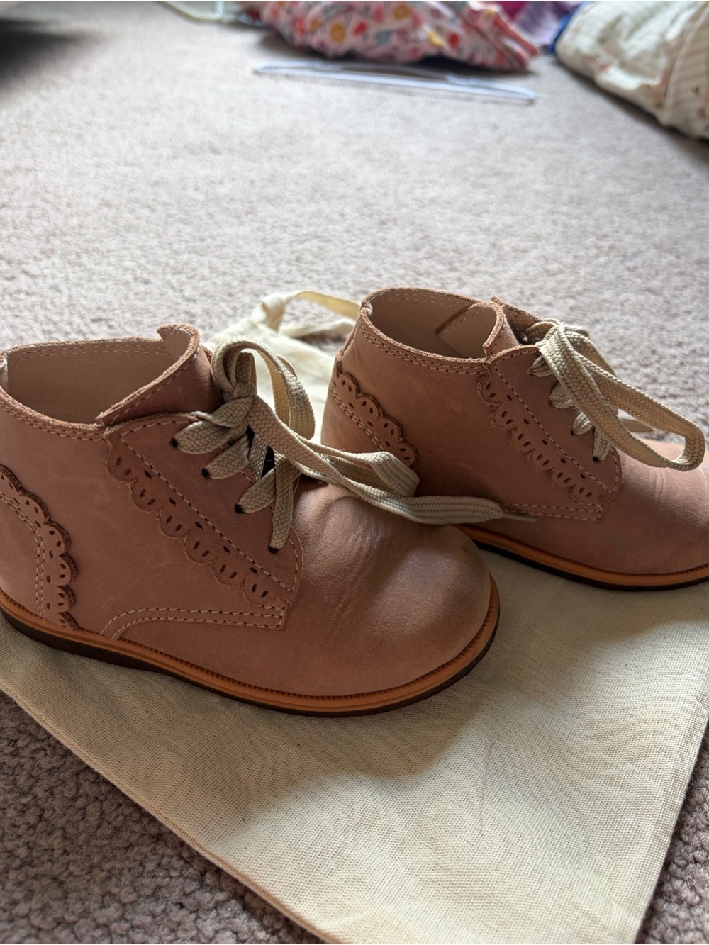 Girls' Lace-Up Ankle Boots in Blush